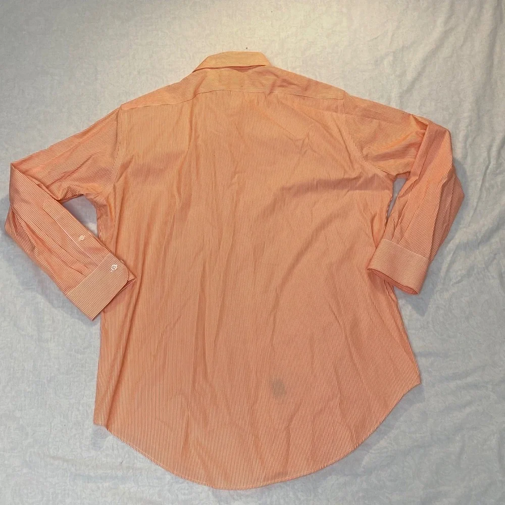 Lauren Ralph Lauren Non Iron Dress Shirt Mens 16 32/33‎ Orange White Stripe